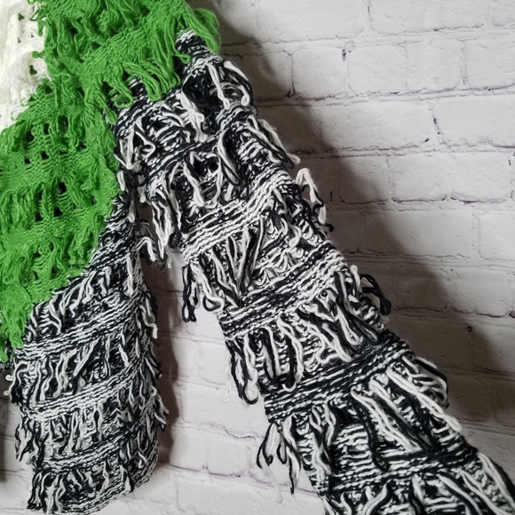 DO + BE Cardigan Sweater Color Block Grunge  Oversized  Looped Fringe NWT small - Picture 6 of 10